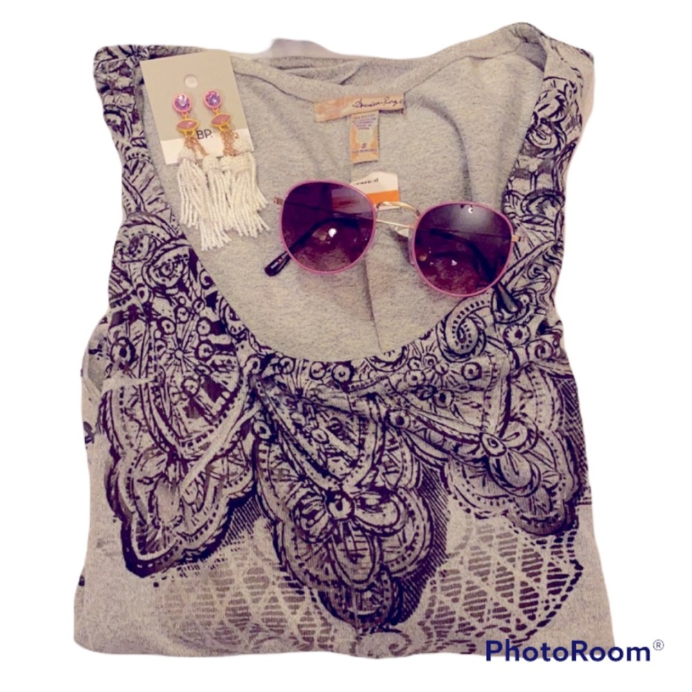 AMERICAN RAG GREY BLACK PRINT SWEATER SWEATSHIRT SHIRT TOP ⭐️⭐️⭐️⭐️⭐️